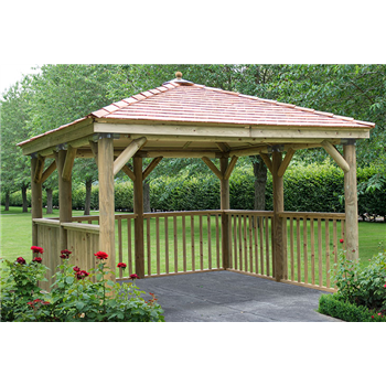 3.5m Square Wooden Gazebo with Cedar Roof with or without base