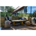 Linear corner planter seating area