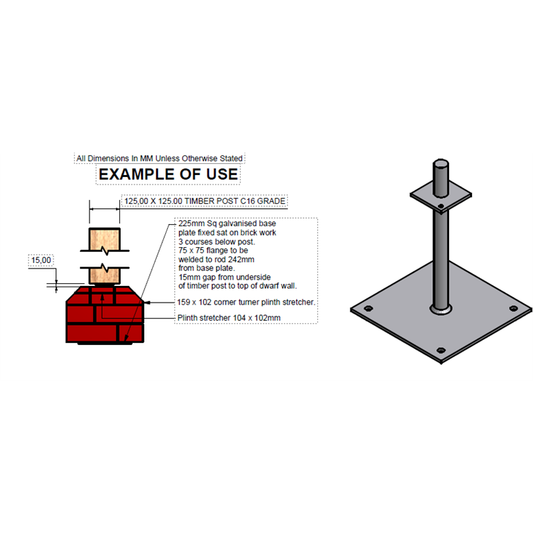 example use GSF PIN 6 post base in pillar