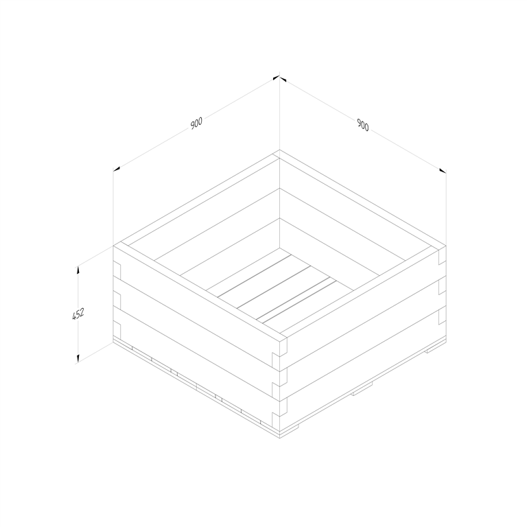 Caledonian measurements Square Raised Bed 90 x 90