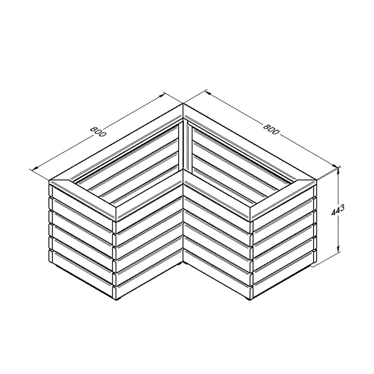 Linear Corner Planter 80cm measurements