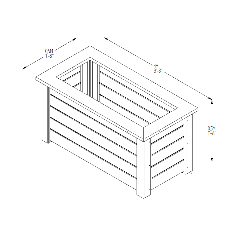 Cambridge Planter 100 x 50 measurements
