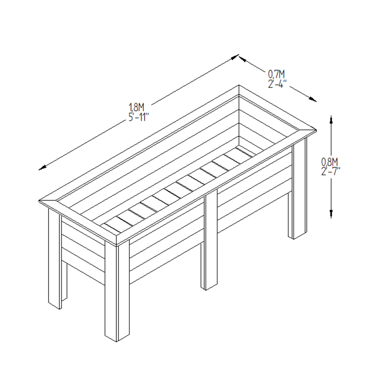 Deep Root Planter 1.8m measurements
