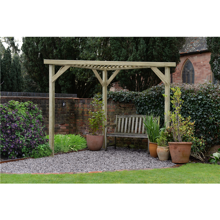 Slatted corner pergola