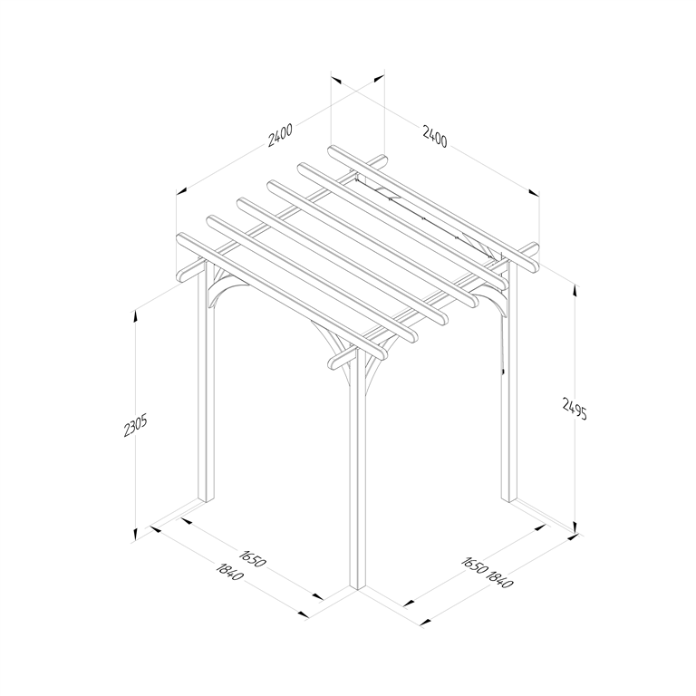 Ultima Pergola 2.4 x 2.4 with measurements