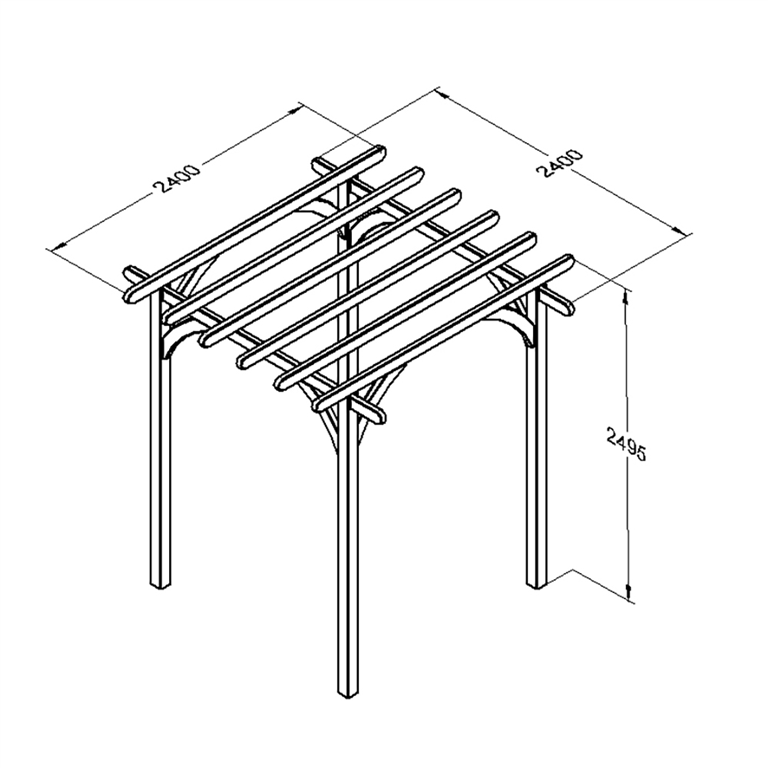 Ultima Pergola 2.4 x 2.4 no canopy measurements