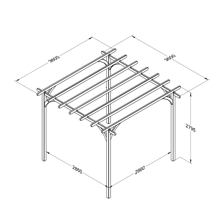 Ultima Pergola- 3.6m no canopy measurements