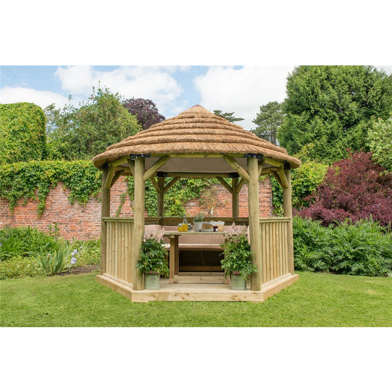3.6m Hexagonal gazebo cream