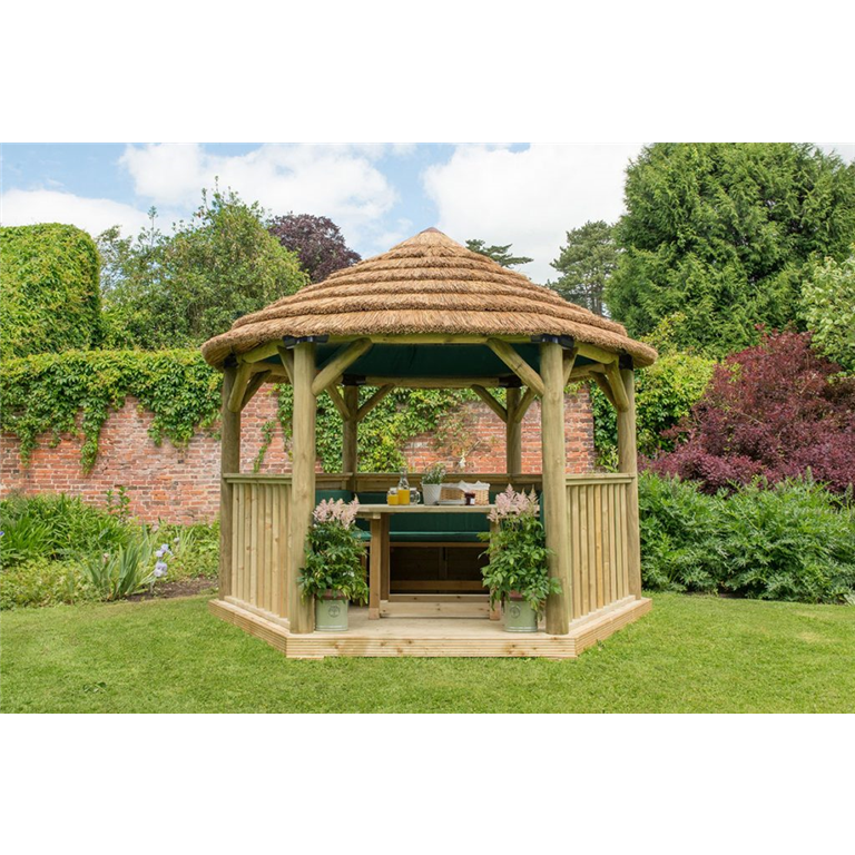 3.6M Heaxagonal Gazebo furnished green