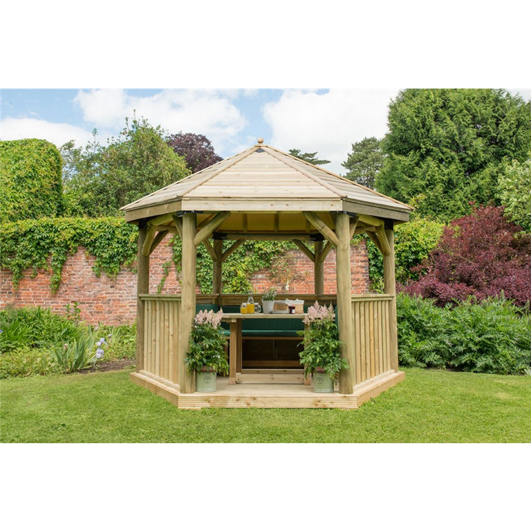 3.6m Hexagonal Wooden garden Gazebo Green