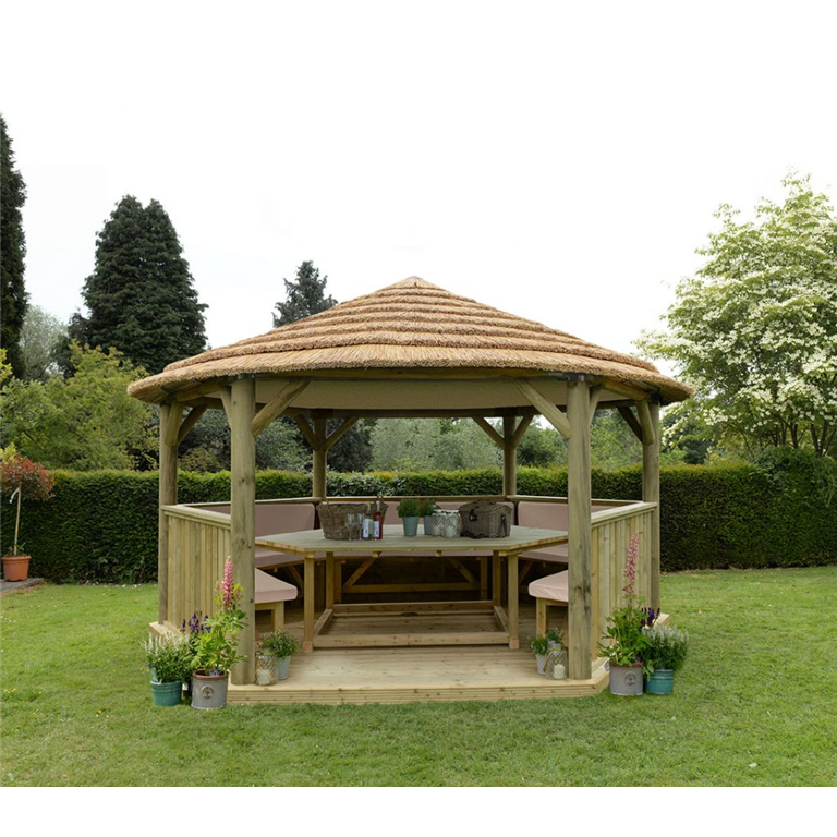 4.7m Hexagonal Gazebo Cream