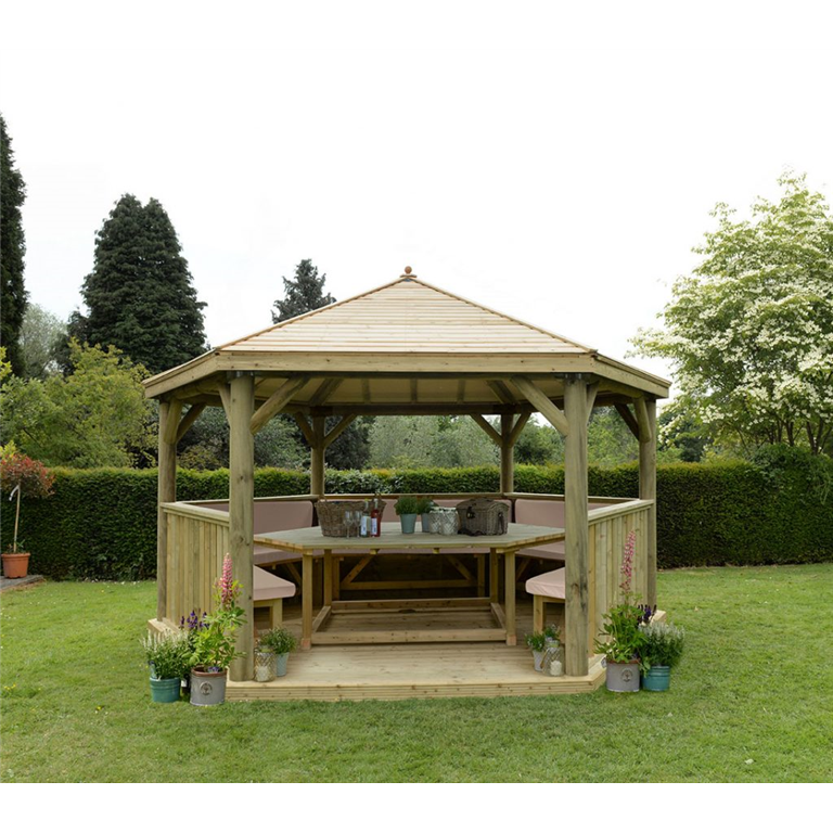 4.7m gazebos with timber roof cream