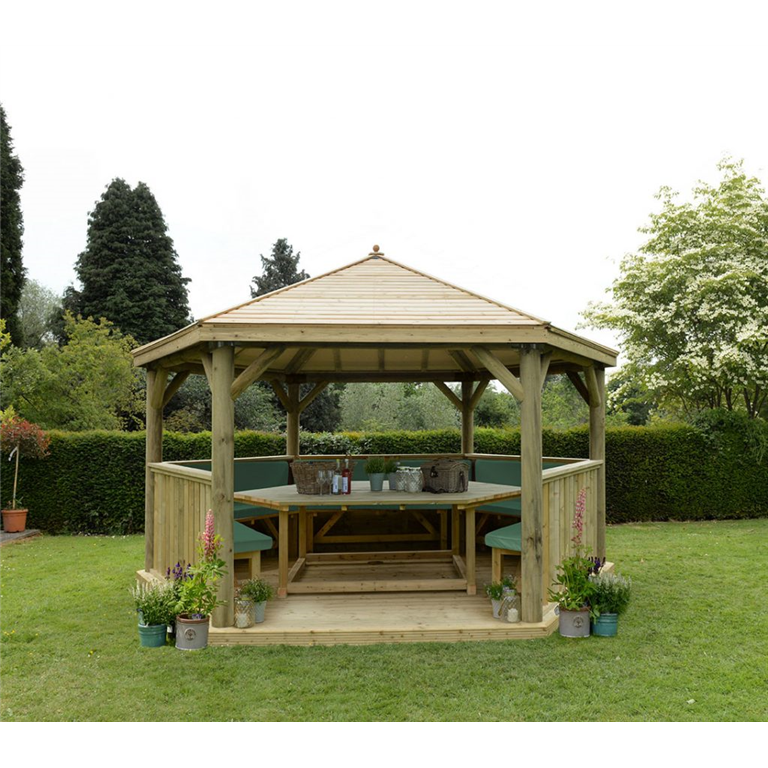 4.7m gazebos with timber roof green