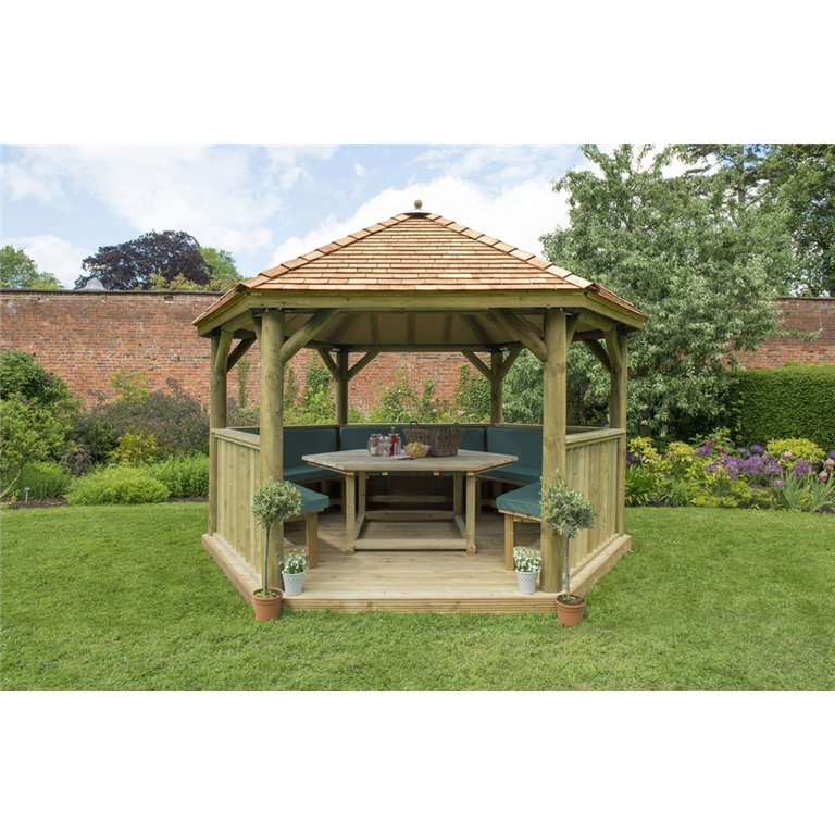 4m gazebo cedar green