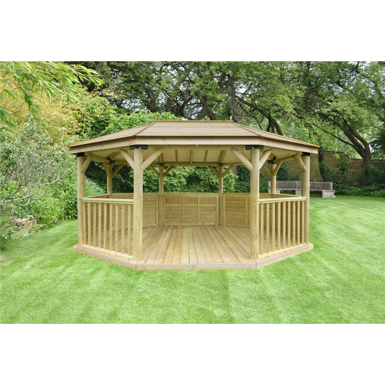 5.1 Premium Oval timber roof gazebo with benches