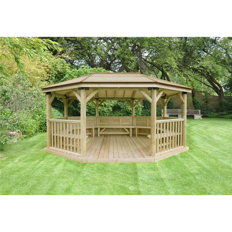 5.1 Premium  timber roof gazebo with benches