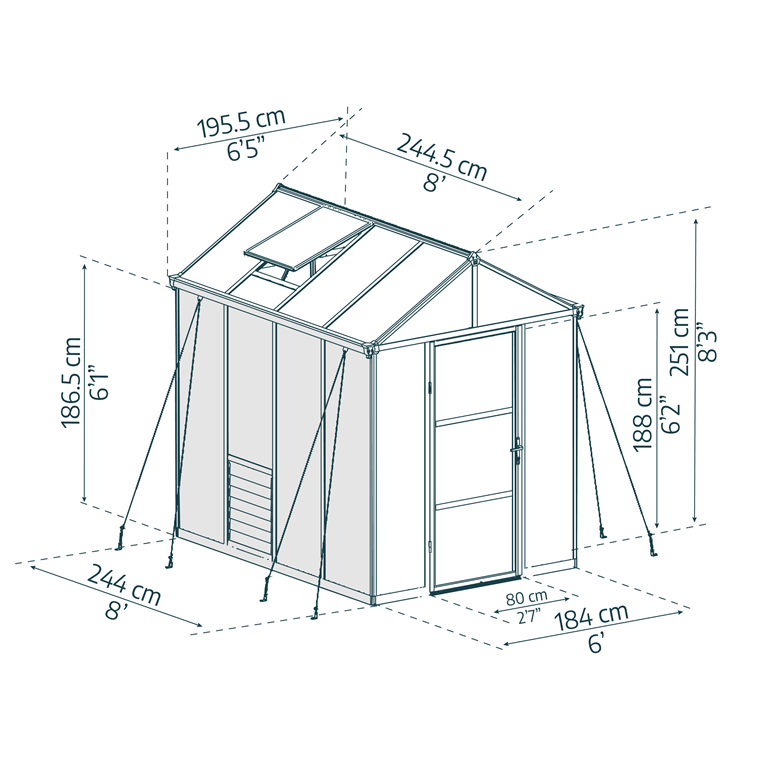 Glory Greenhouse 6 x 8 dimensions