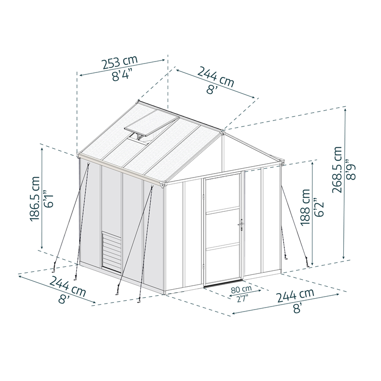 Glory Greenhouse 8x 8 dimensions