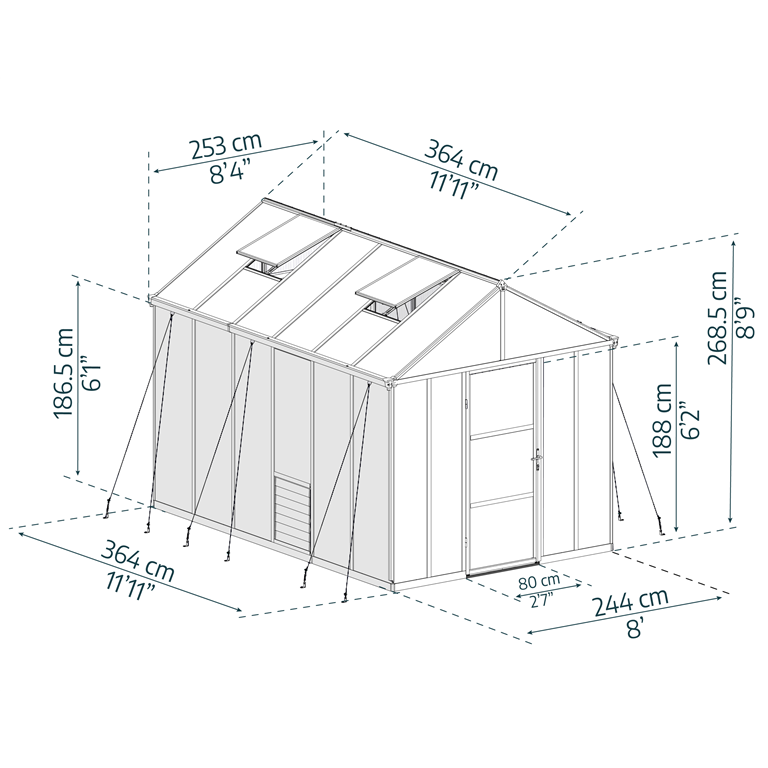 Glory Greenhouse 8 x 12 dimensions