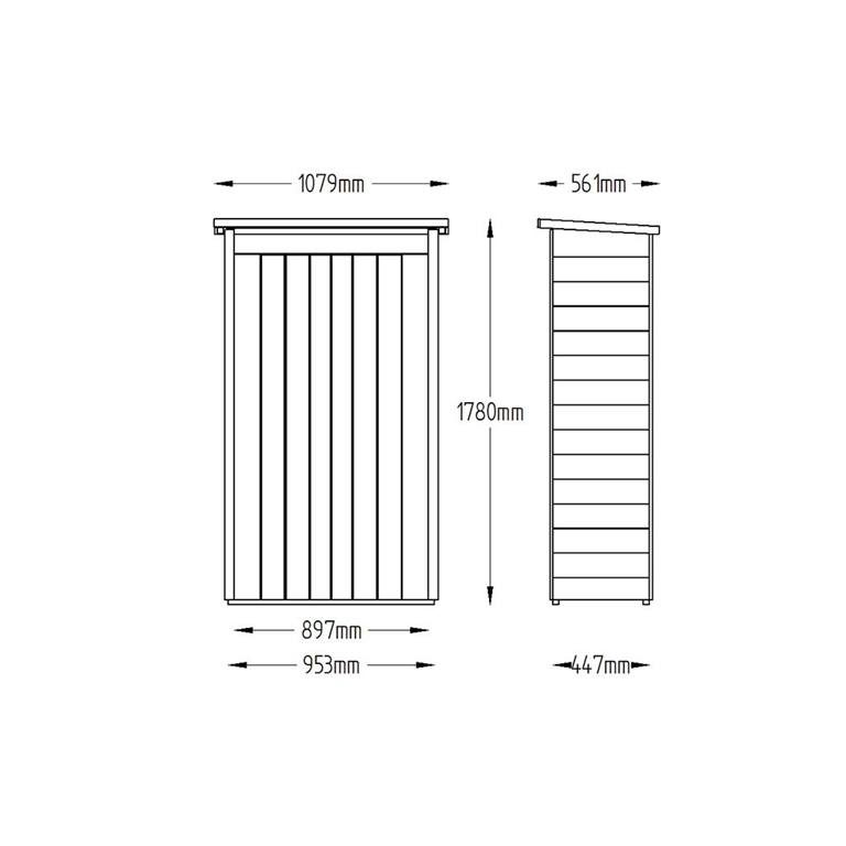 Measurements Pent Tall Garden Store