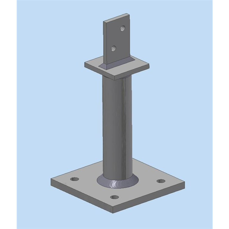 Stainless steel vertical post plate,200mm brush polished column, 220mm Post height, post flange plate 75mm x 75mm -SSB-FH100