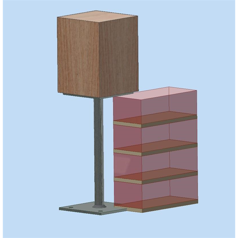 Galvanised post shoe-4 brick course-Post sizes 150 to 200mm square- GSF-PIN-5-BC4