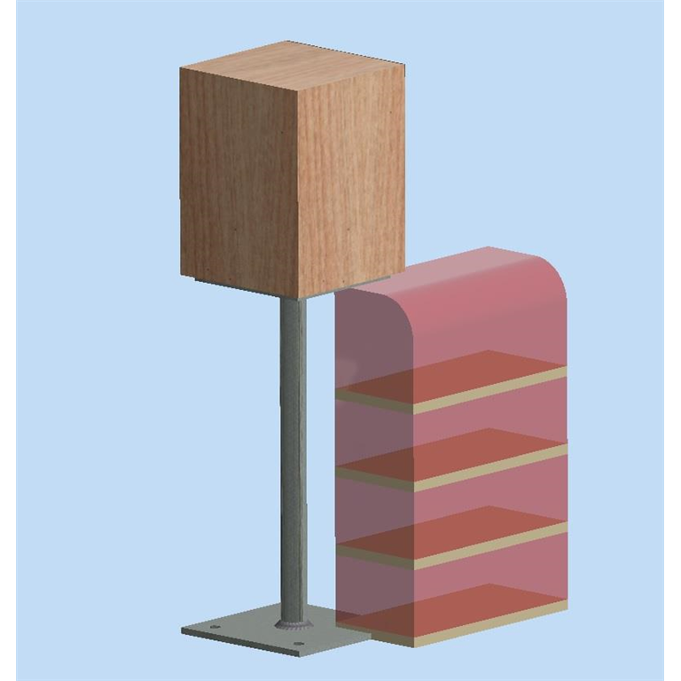 Galvanised post shoe-3 brick course + Bull nose brick-Post sizes 150 to 200mm square- GSF-PIN-5-BC3