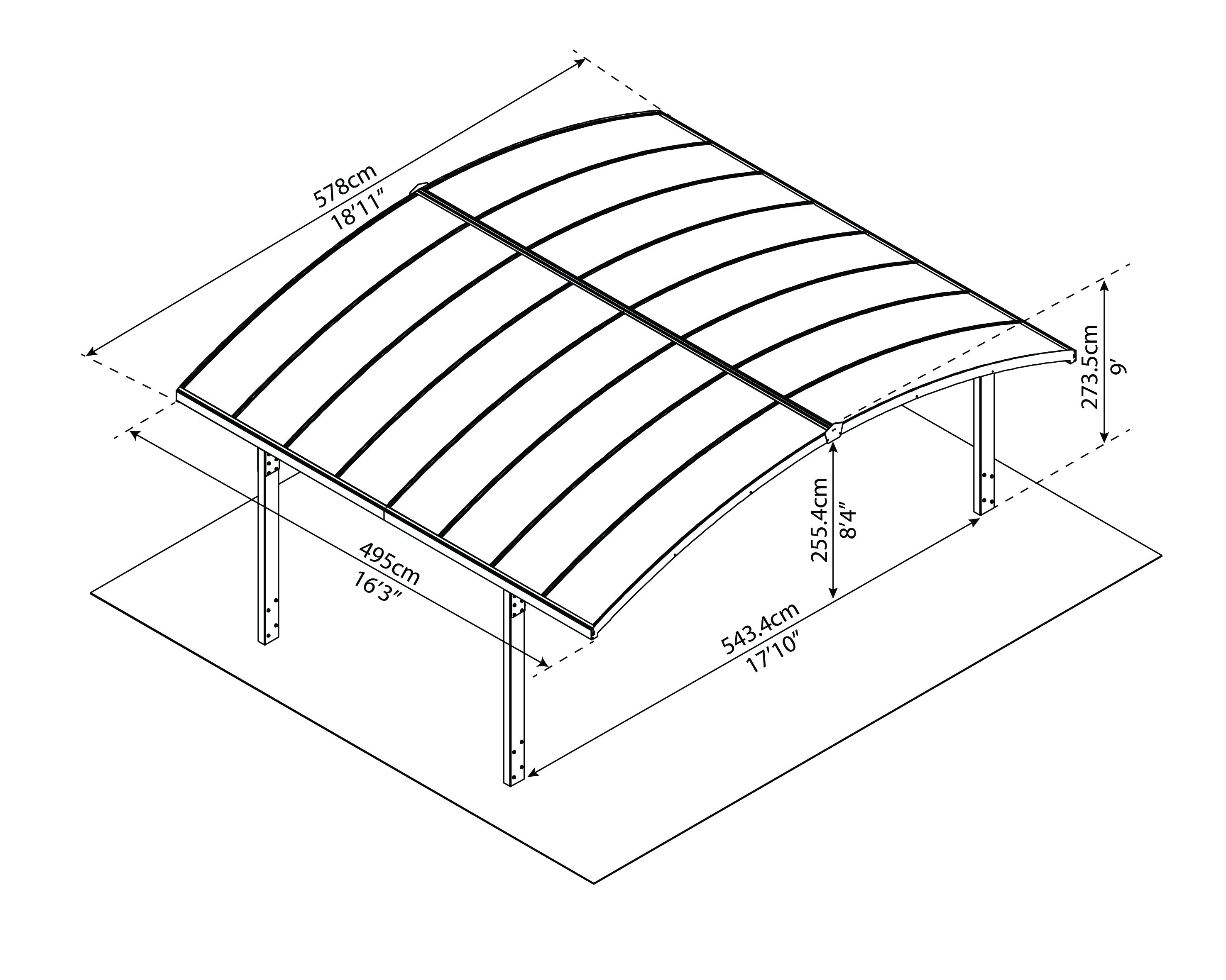 Arizona double wave car ports dimensions