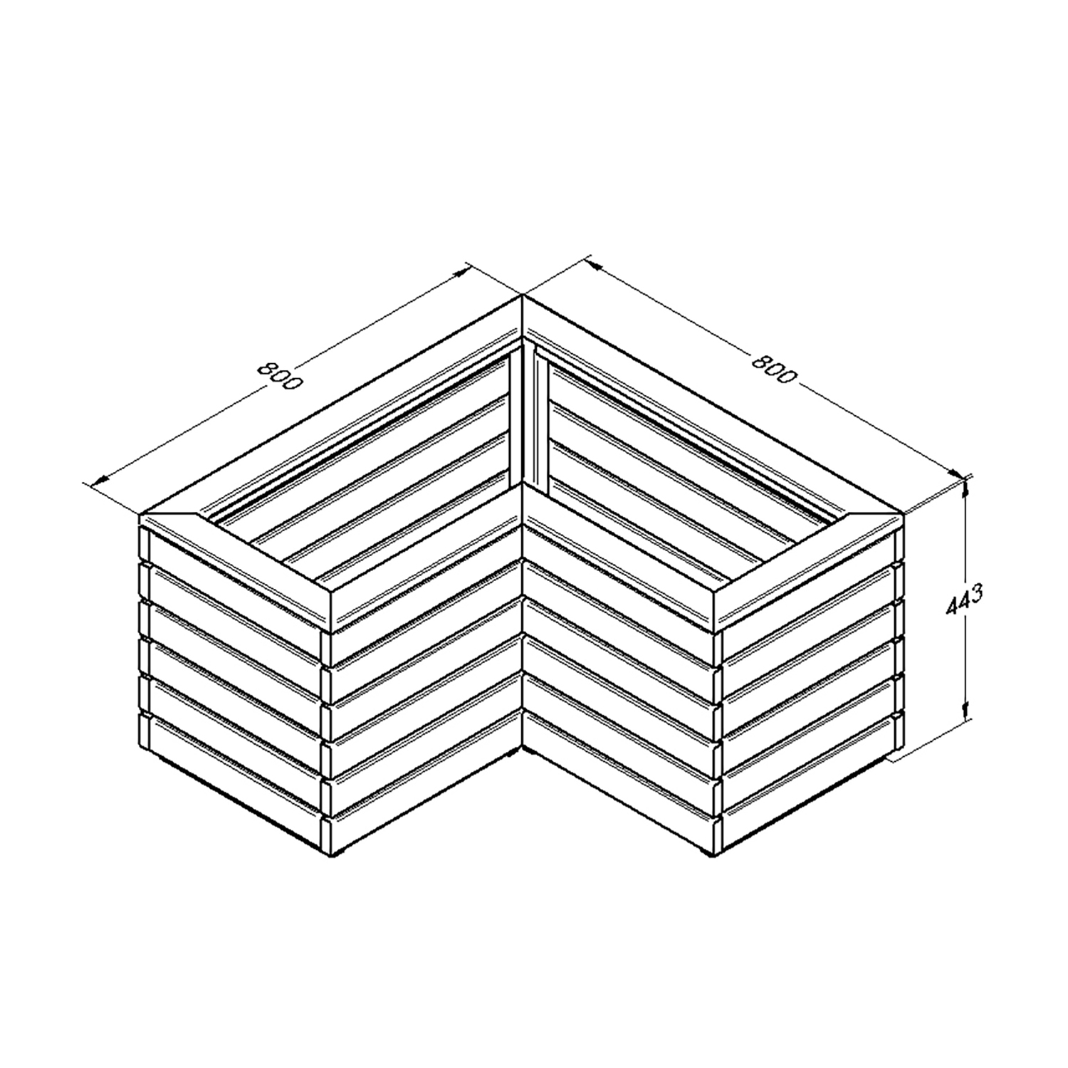 Linear Corner Planter 80cm measurements