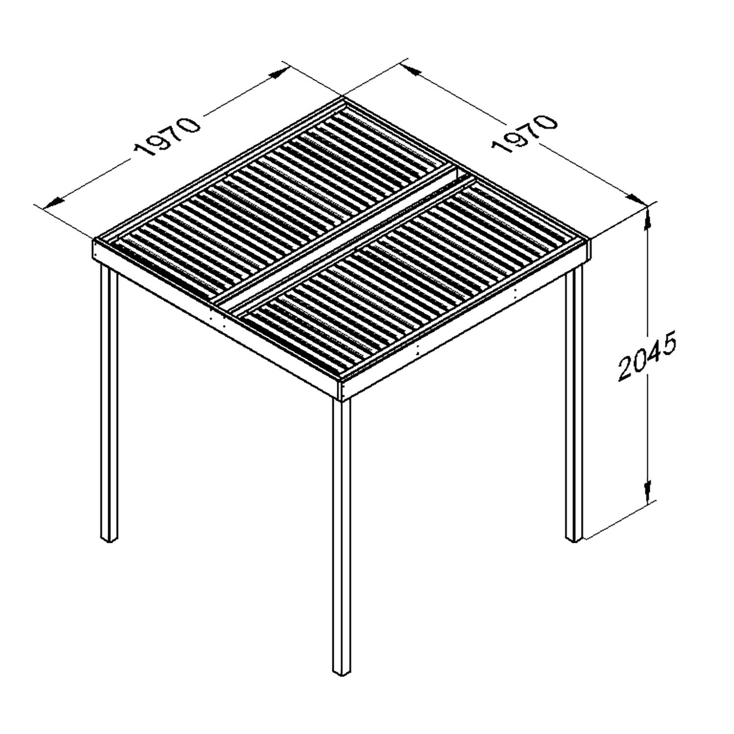 Modular Pergola no sides measurements