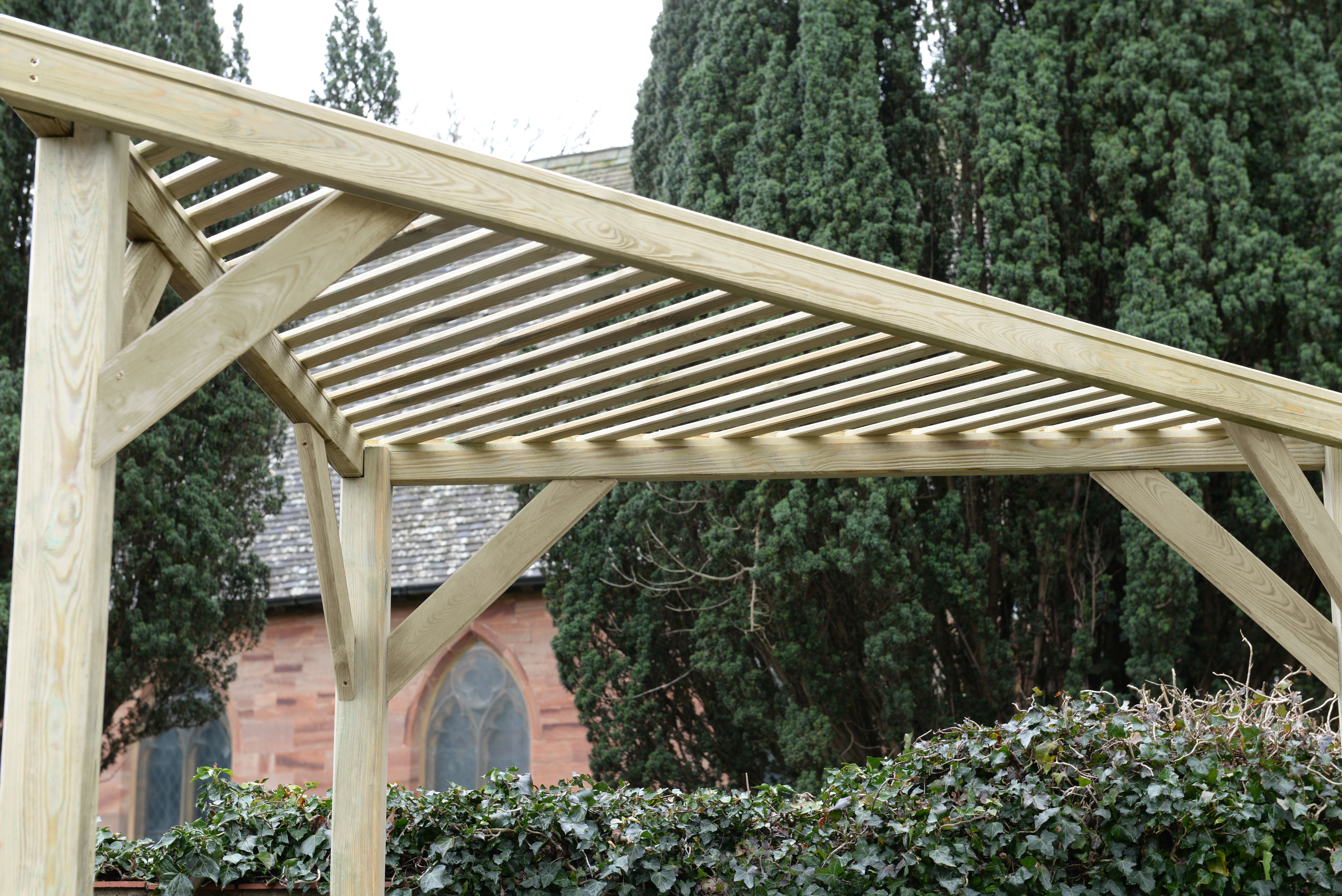 Slatted corner pergola by Blackwood outdoor living