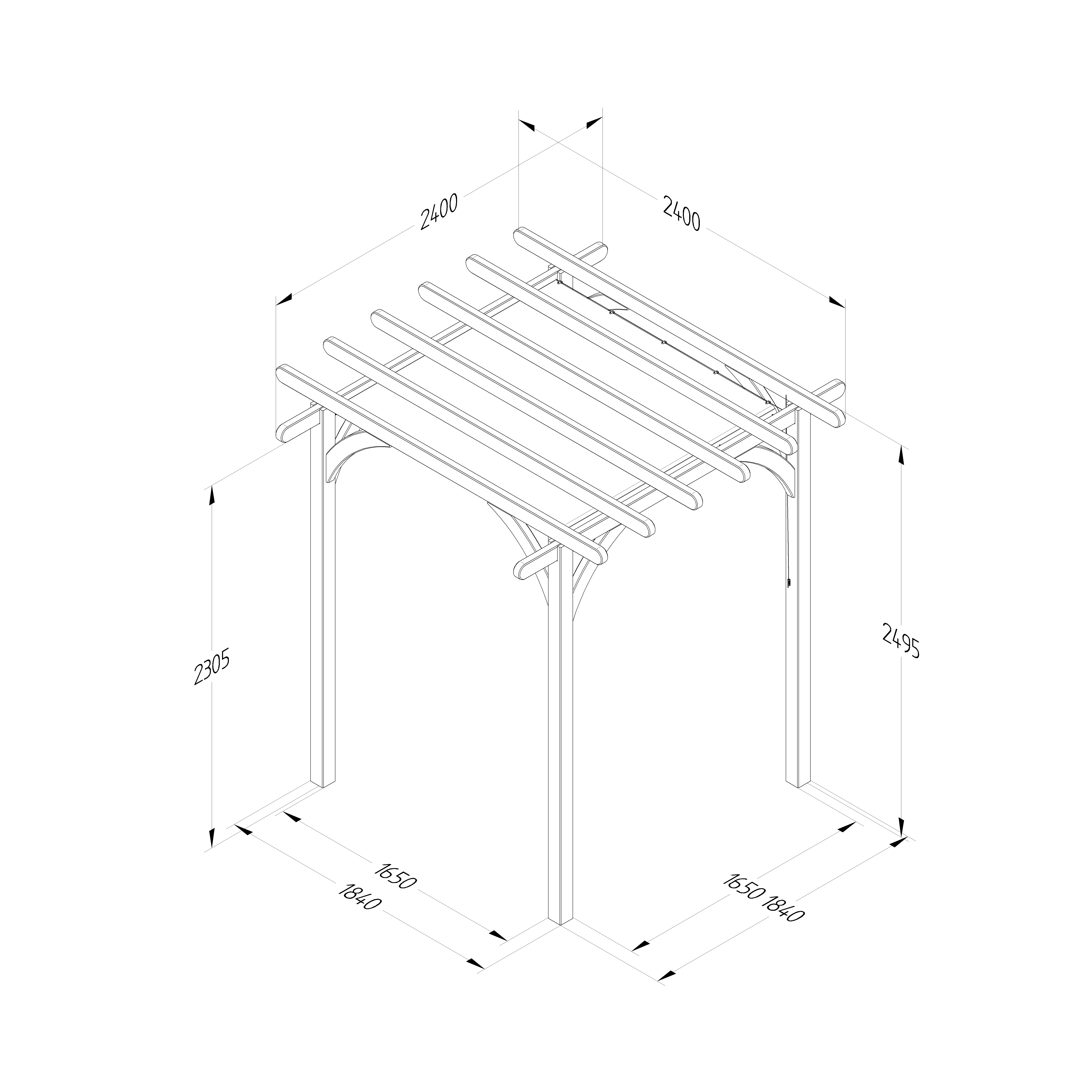 Ultima Pergola 2.4 x 2.4 with measurements