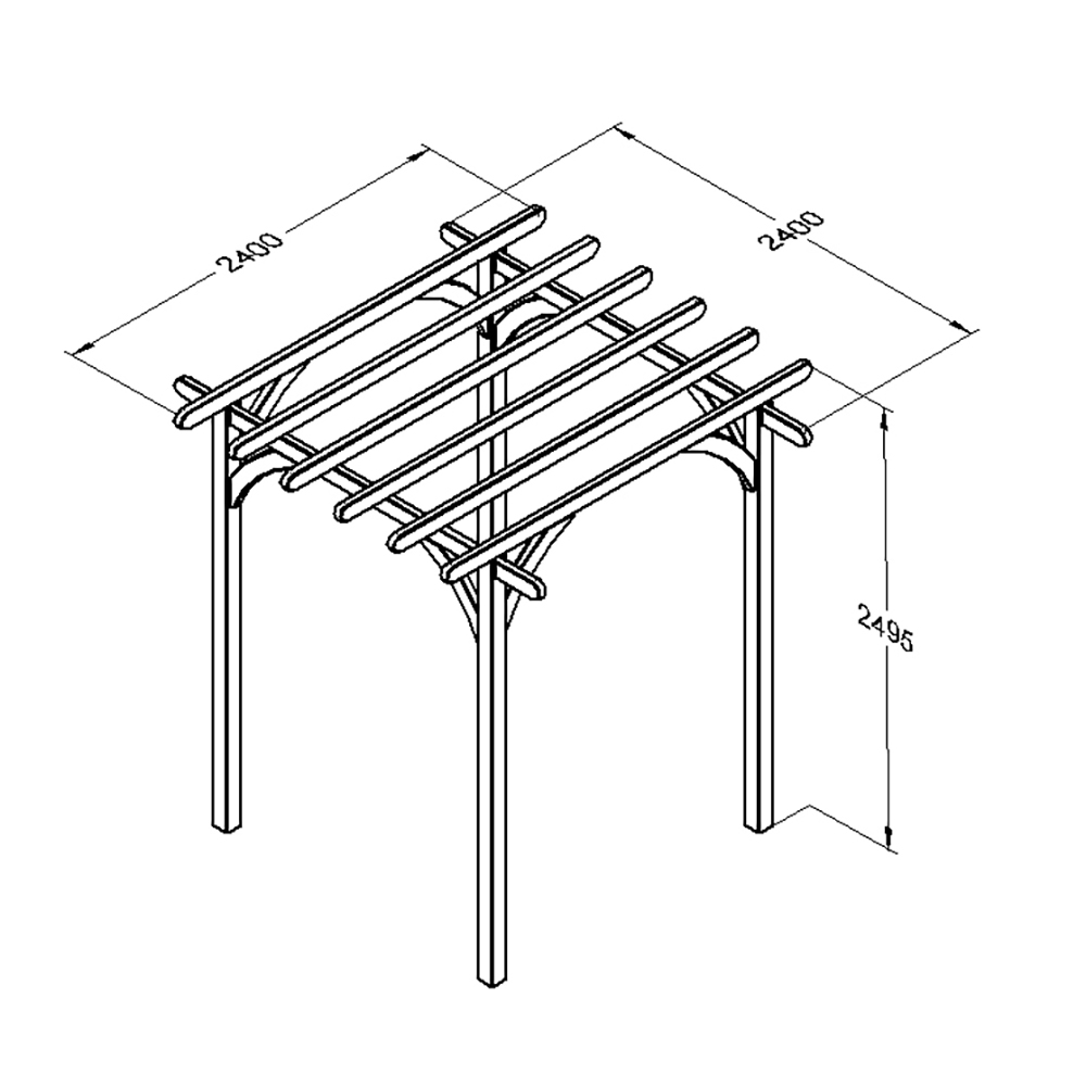 Ultima Pergola 2.4 x 2.4 no canopy measurements