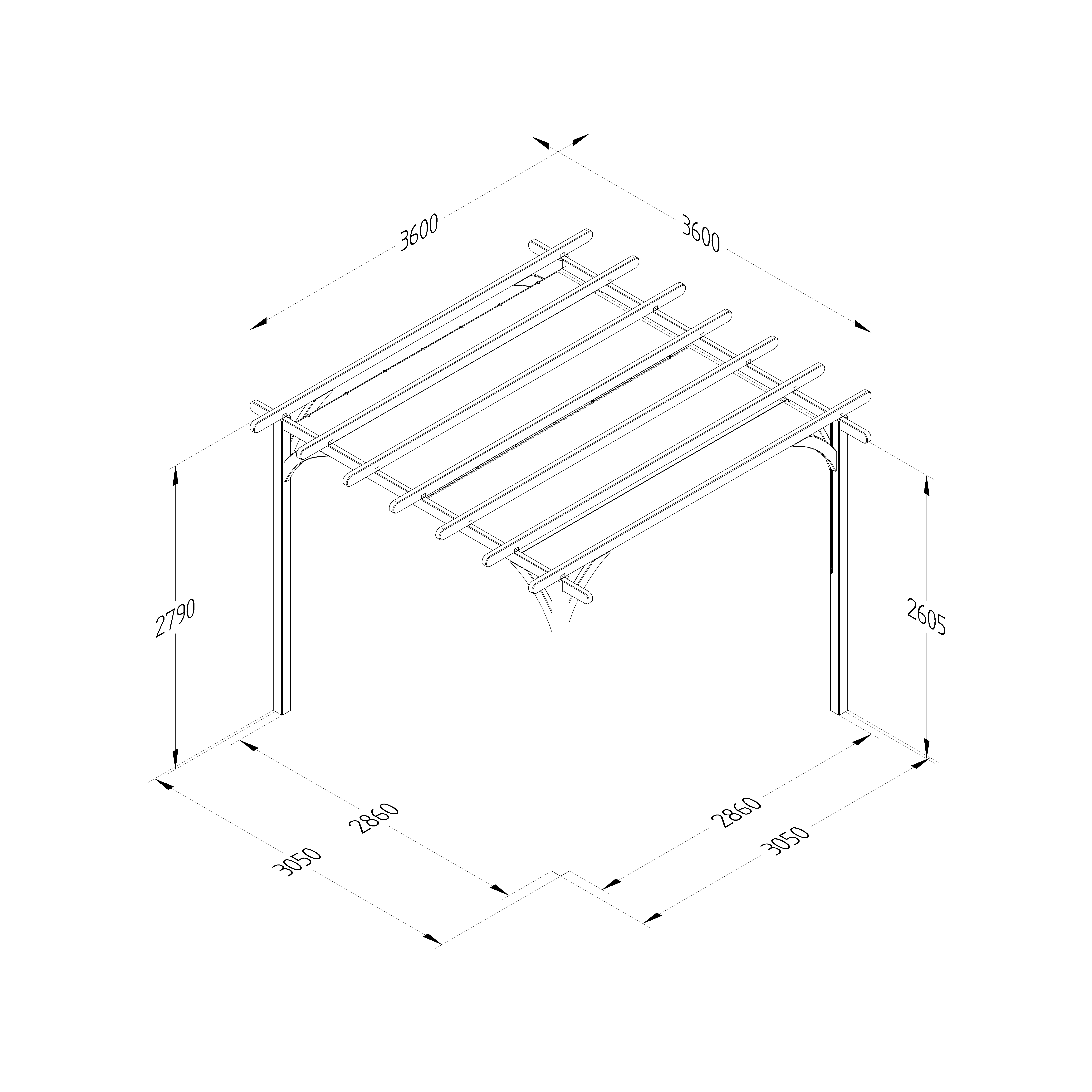 Ultima Pergola- 3.6m  measurements