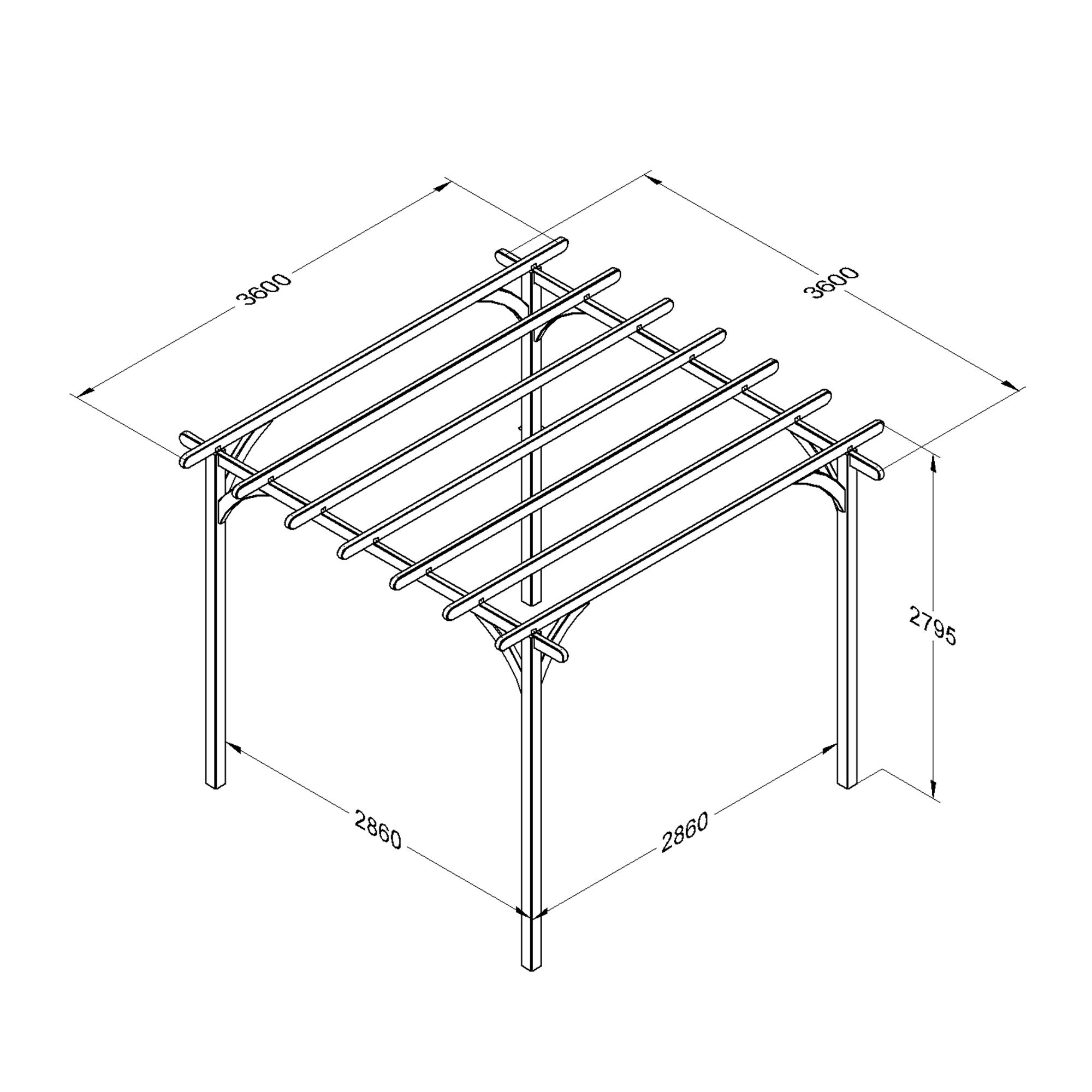 Ultima Pergola- 3.6m no canopy measurements